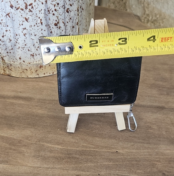 Black Leather Burberry Coin Purse with Key Chain: - Picture 9 of 9